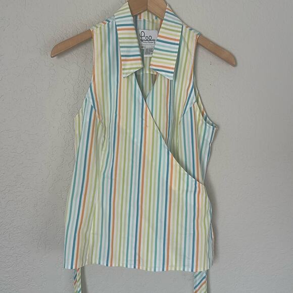 Lilly Pulitzer Tops - Vintage Lilly Pulitzer Stripe Wrap Top Sleeveless Size 10 Vacation Resort Preppy